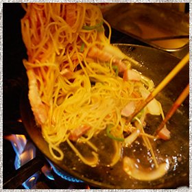 パスタ調理中